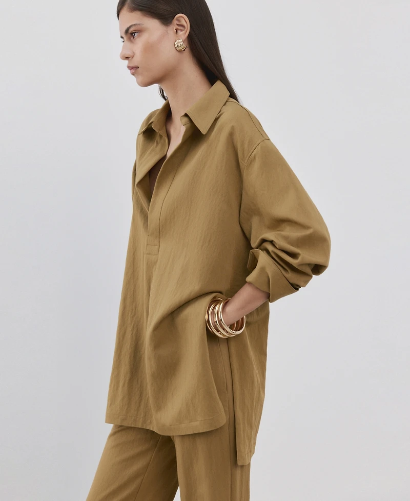 Mango Women's Collared Oversized Shirt