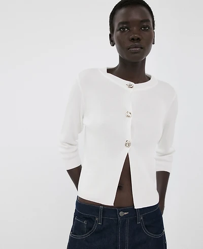 Mango Women's Jewel Button Knitted Cardigan
