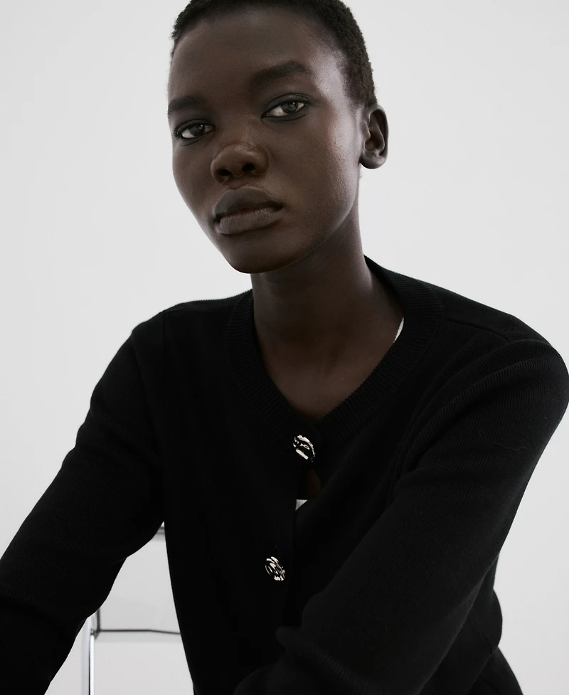 Mango Women's Jewel Button Knitted Cardigan