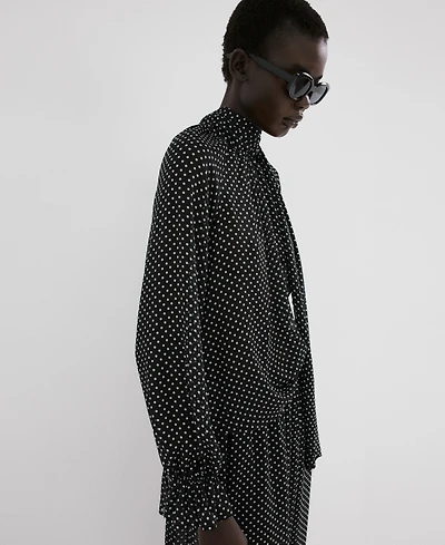 Mango Women's Polka-Dot High-Neck Blouse