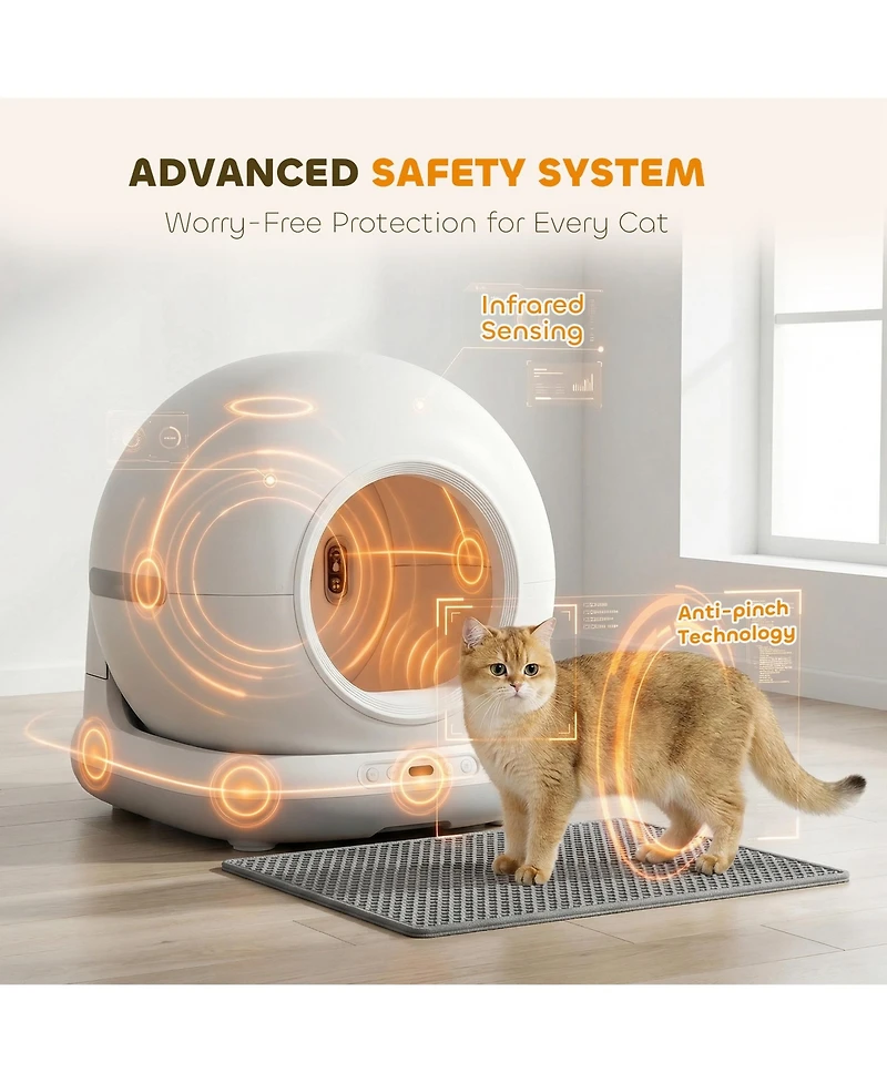 PawHut Automatic Litter Box, Self Cleaning Litter Box for Multiple Cats