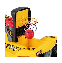 Hongge 6V Kids Ride On Excavator Fun Digger with Folding Basketball Hoop