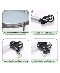 Rainsken Coffee Table with Wheels, 2-Tier Movable Side Tables, Round Detachable Nightstand for Living Room, Bedroom and Outdoor Terrace