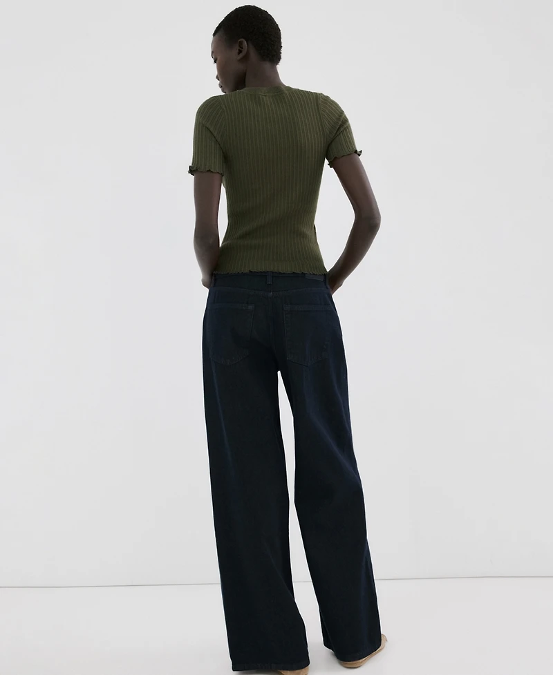 Mango Women's Ribbed Knit T-Shirt