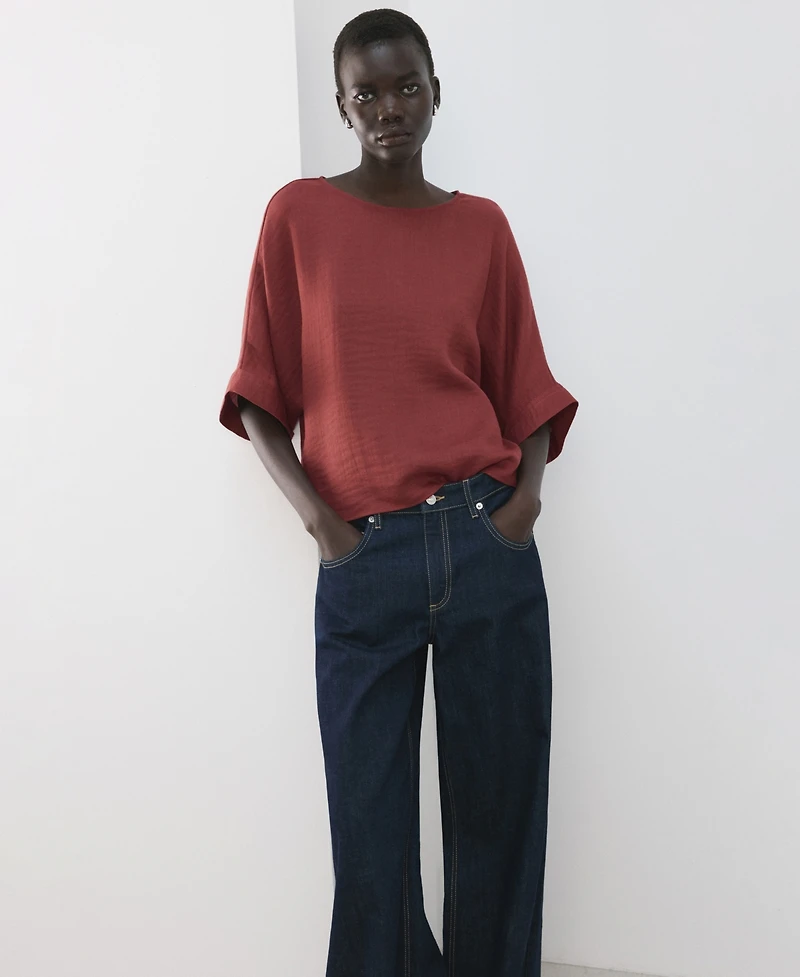 Mango Women's Three-Quarter-Sleeve Blouse