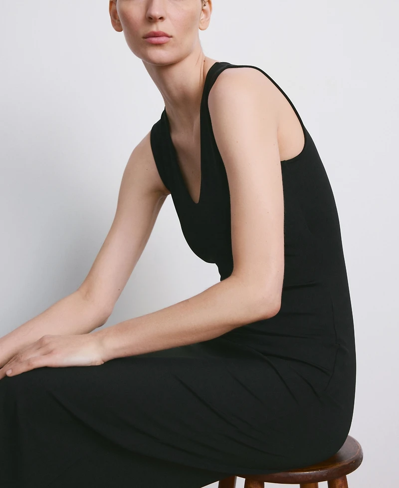 Mango Women's Fitted V-Neck Dress