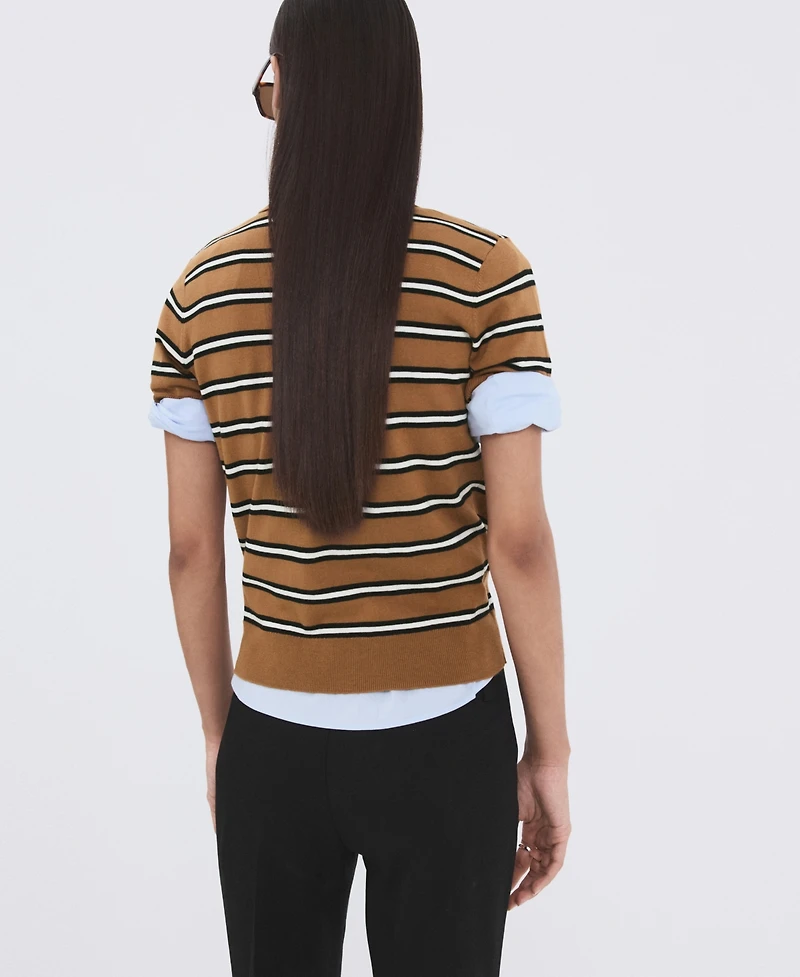 Mango Women's Striped Polo-Neck Sweater