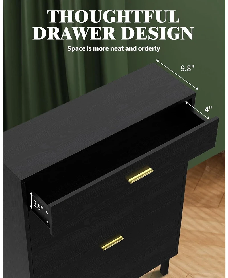 gaomon Narrow Freestanding Wooden Shoe Cabinet Drawers and Adjustable Shelves