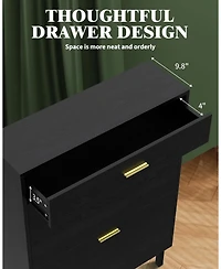 gaomon Narrow Freestanding Wooden Shoe Cabinet Drawers and Adjustable Shelves