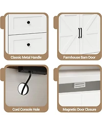 gaomon 47 Farmhouse Sideboard Buffet Cabinet with Storage, Antique White Storage 2 Barn Doors and 3 Drawers, Coffee Bar Station Table