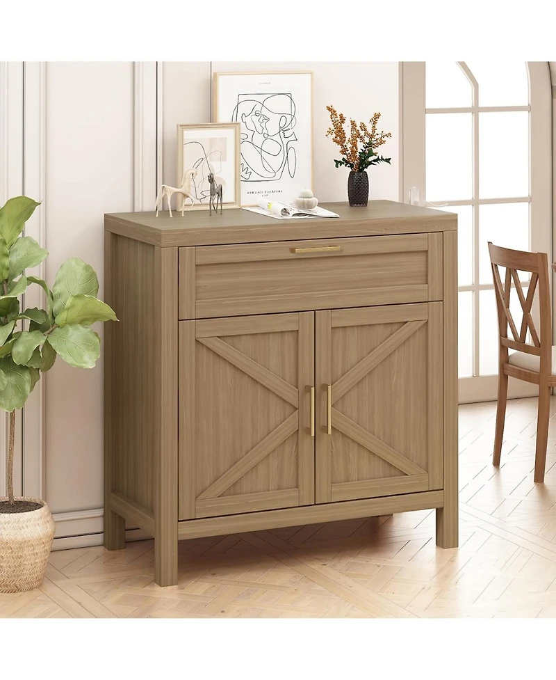 gaomon Buffet Sideboard Cabinet, Kitchen Storage with 1 Drawer and 2 Doors, Wood Coffee Bar with Adjustable Shelf