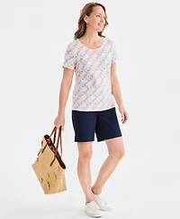 Style & Co Petite Scoop Neck Kiss Of Flora T-Shirt, Macy's Exclusive
