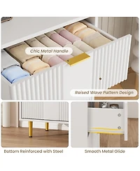 gaomon Fluted 5-Drawer Dresser, Modern Wooden Chest with Metal Handles, Space-Saving Clothes Storage for Bedroom, Living Room, Hallway