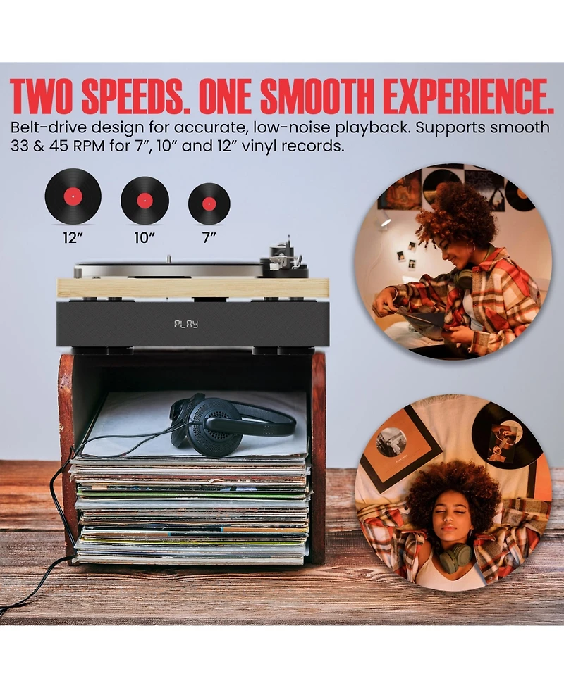 AudioSource Vinyl Record Player, All-in-one Turntable with 2.1 Channel Built-in Speaker, Bluetooth 5.4, 120W, Built-in Subwoofer