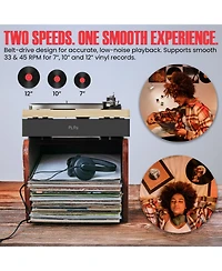 AudioSource Vinyl Record Player, All-in-one Turntable with 2.1 Channel Built-in Speaker, Bluetooth 5.4, 120W, Built-in Subwoofer