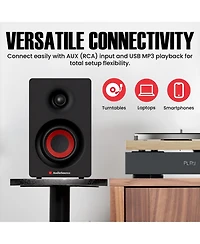 Audiosource 2-Way Bookshelf Speakers, Bluetooth 5.3, 30W Rms Powered Desktop Speakers for Hi-Fi Pc Gaming & Music