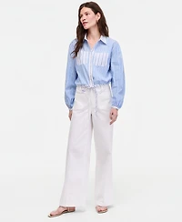 On 34th Women's Stripe Tie-Hem Long Sleeve Cropped Shirt, Macy's Exclusive