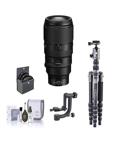 Nikon Nikkor Z 100-400mm f/4.5-5.6 Vr S Lens, Bundle with Vanguard Veo 3 Go 235AB 23mm 5-Section Aluminum Travel Tripod with T-50 Ball Head, Gimbal