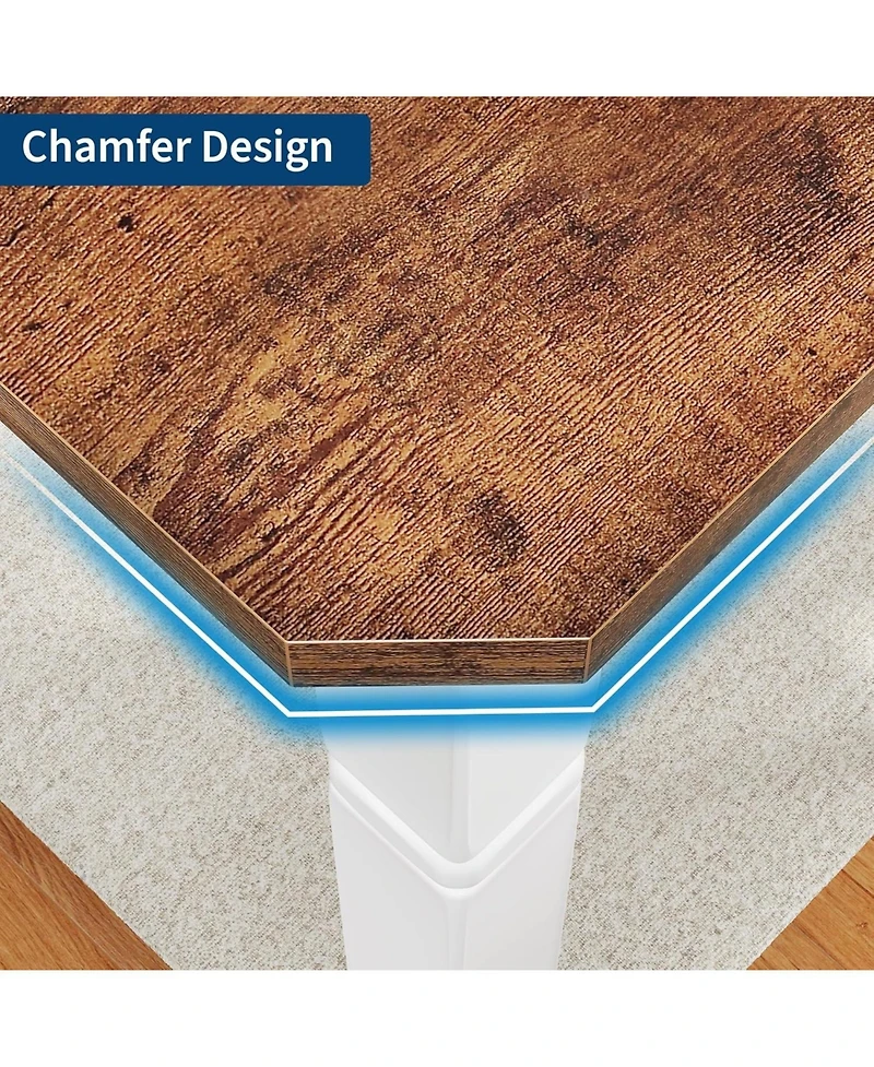 gaomon 78" Industrial Dining Table for 6-8, Heavy Duty Metal Legs, Wood Top, Chamfered Corner, Dining, Living Room