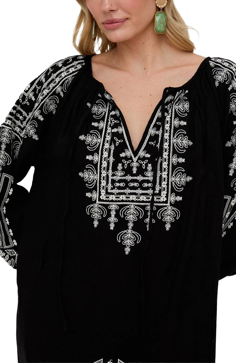 Raffya Women's Aurelia Kaftan Style Embroidered Maxi Dress