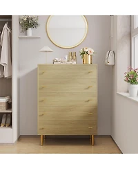 gaomon Farmhouse 5-Drawer Dresser, 44" Tall Rustic Wooden Chest with Bar Handles, Large Drawer Organizer for Bedroom, Living Room, Hallway