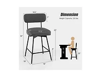 Slickblue 25 Inch 2-Piece Modern Upholstered Bar Stools with Back and Footrests