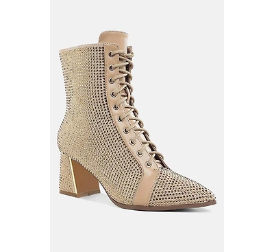 London Rag Women's Calla Rhinestone Embellished Ankle Boots