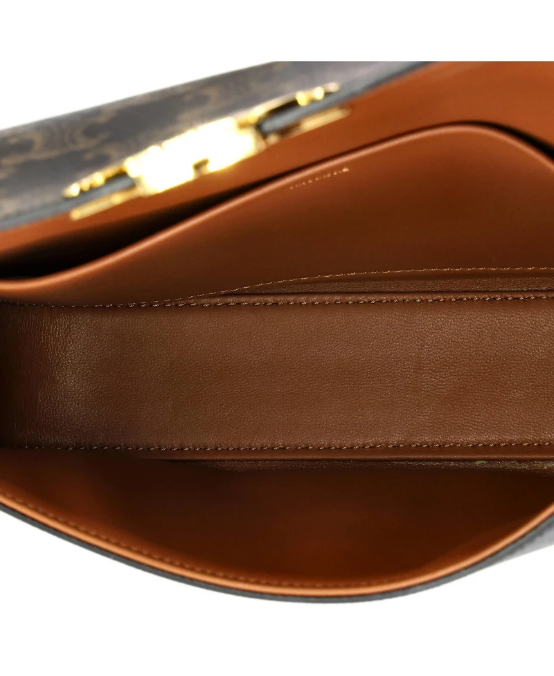 Pre-Owned Celine Small Triomphe Chain Shoulder Bag Triomphe Coated Canvas