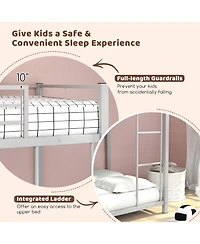 Gymax Twin Over Low Metal Bunk Bed with Ladder Guardrails for Teens Adults