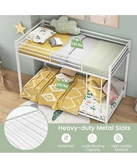 Gymax Twin Over Low Metal Bunk Bed with Ladder Guardrails for Teens Adults