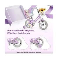 Hongge 12 Inch Girls Bike Kids Bicycle with Doll Seat and Streamers for Children 3-4 Years Old