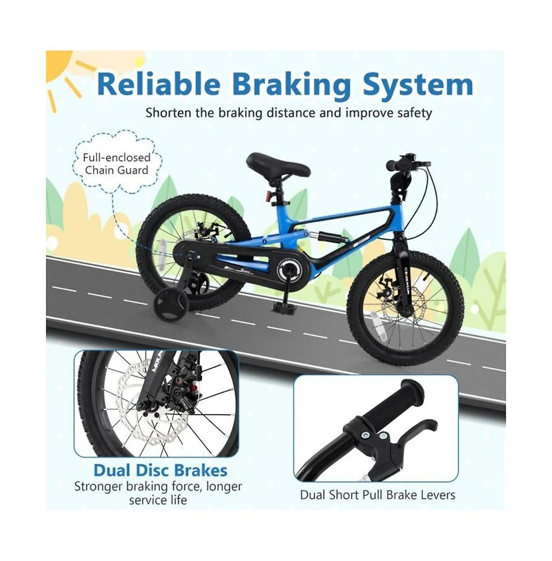 Hongge 16 Inch Kids Bike Adjustable with Shock Absorber and Bell for Aged 4 to 7-16 inches