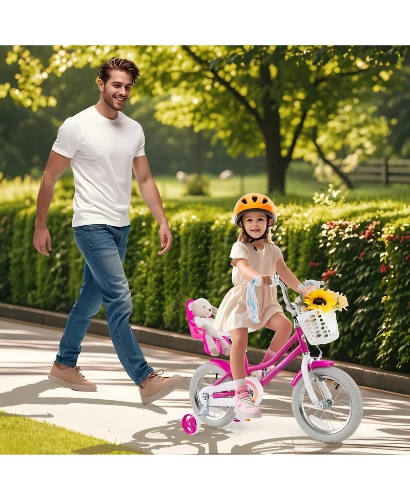 Hongge 12-Inch Kids Bike with Training Wheels and Dual Brakes for Ages 3 to 8