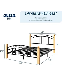 gaomon Bed Frame with Headboard, Queen Platform Bed Frame Wooden Slat Support, No Box Spring Needed, Noise Free Sleep, Underbed Storage Space