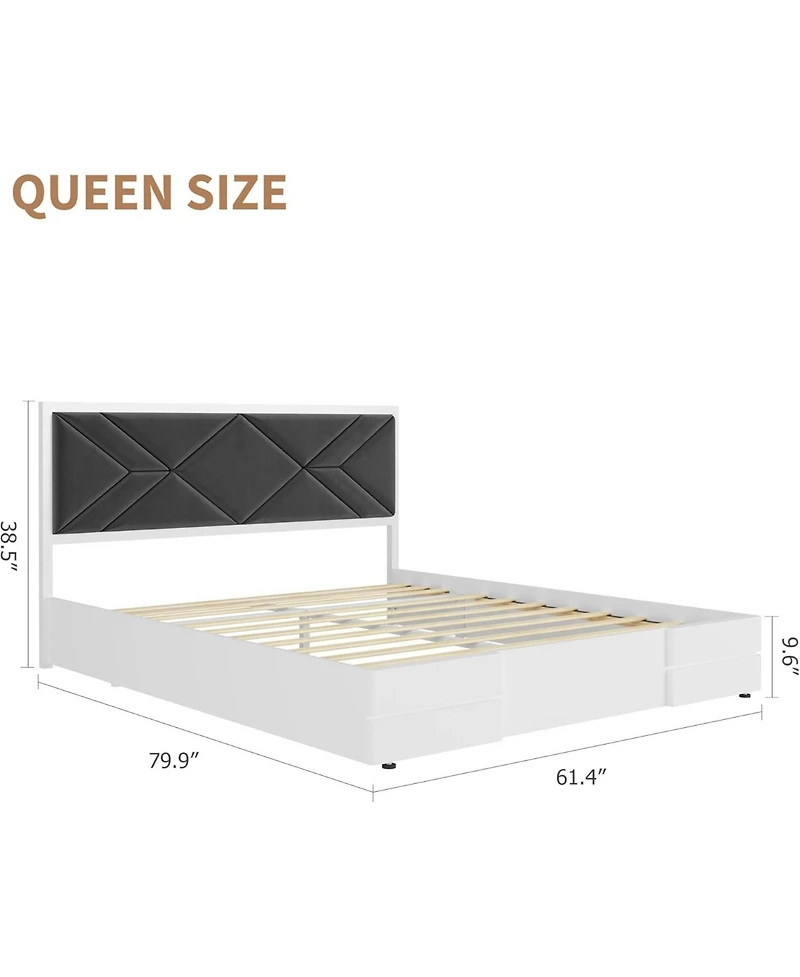 gaomon Led Bed Frame with Storage Headboard & Drawers