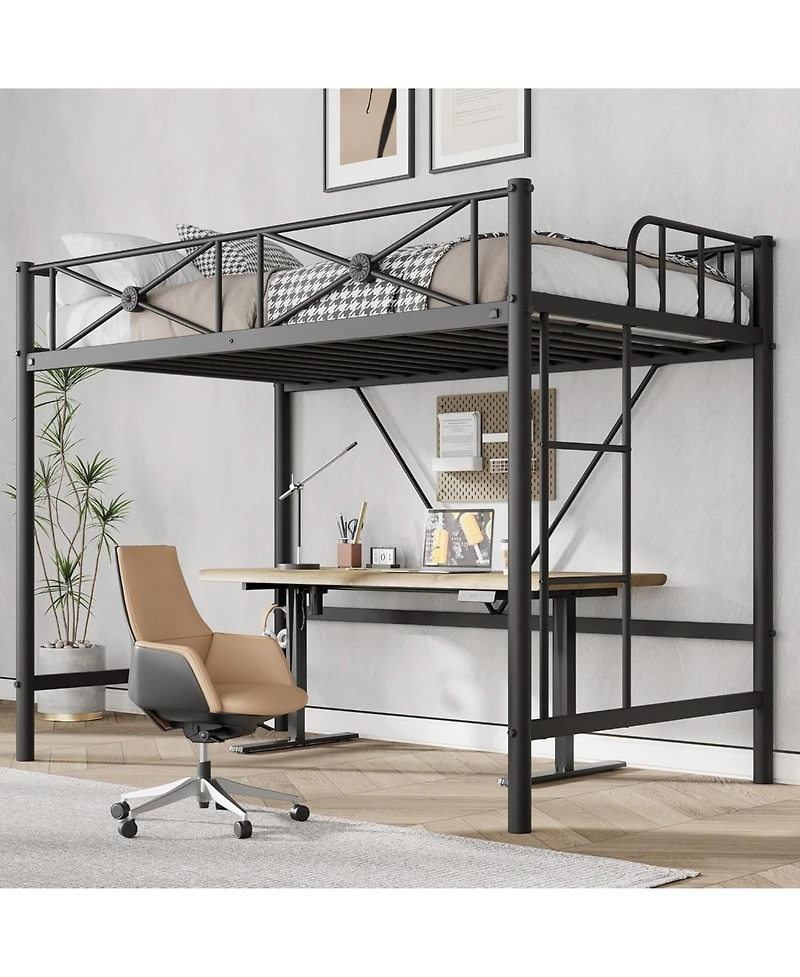 gaomon Loft Bed Frame, Heavy Duty Metal with 400 Lbs Weight Capacity, Space-Saving & Noise-Free Design, Industrial Loft Bed