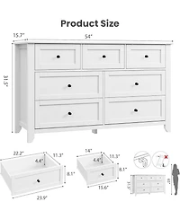 gaomon 7 Drawer Dresser for Bedroom, 54" Wide Large with Deep Drawers & Metal Knobs, Modern Wooden Chests of Entryway