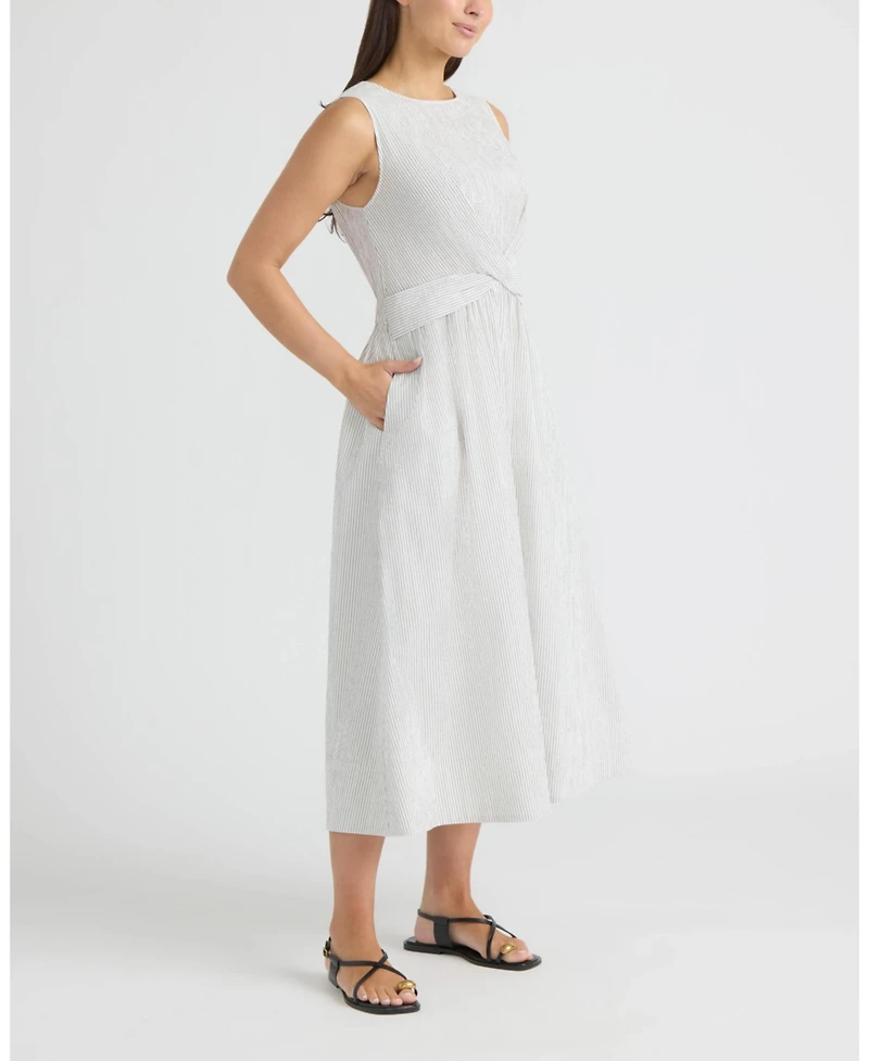 Ellen Tracy Women's Sheersucker Twist Detail Dress