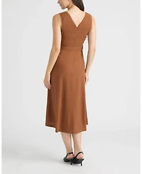 Ellen Tracy Women's Belted V-Neck Dress