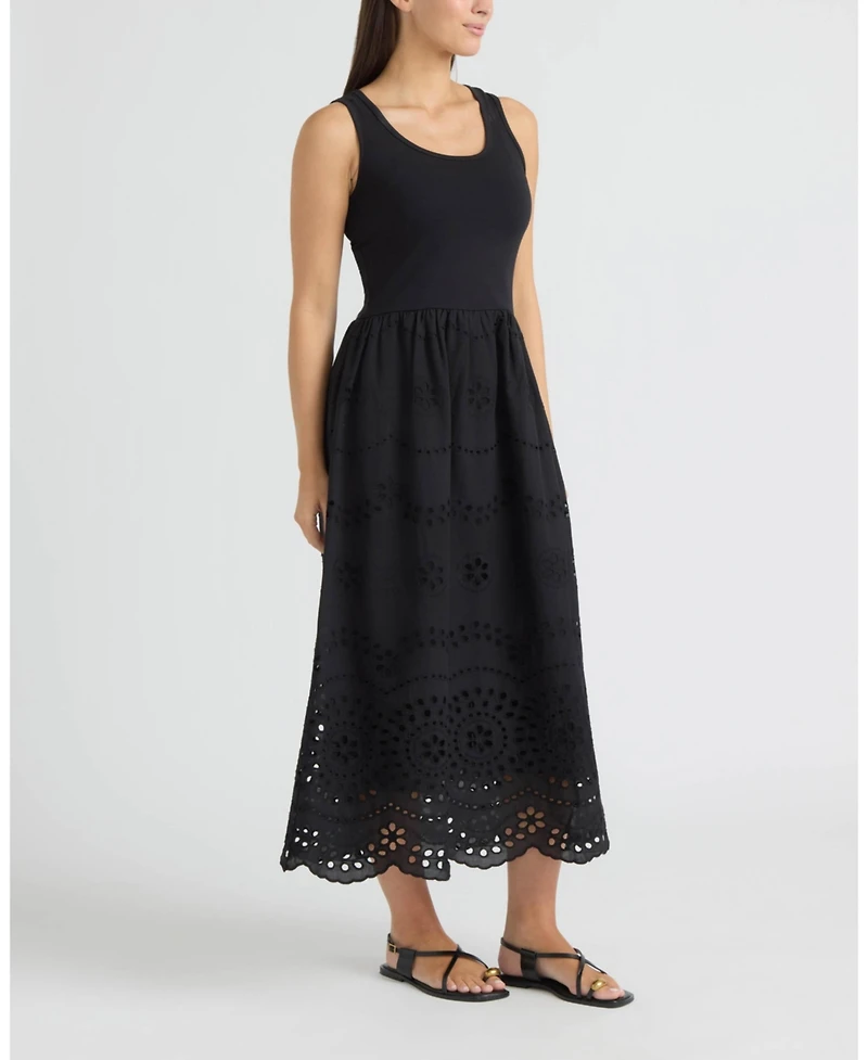 Ellen Tracy Women's Twofer Dress with Eyelet Skirt