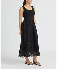 Ellen Tracy Women's Twofer Dress with Eyelet Skirt