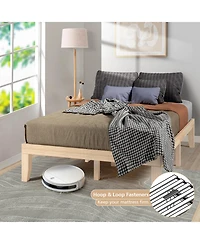 Sugift 14 Inch Full Size Wood Platform Bed Frame with Wood Slat Support