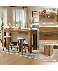 Tribesigns 63" Rectangular Dining Table, Rustic Wooden Kitchen Table with 4 Sturdy Legs