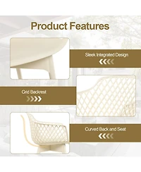 Aoodor Modern Dining Chairs Set of 2, Weather-Resistant Plastic Cafe with Ergonomic Back and Non-Slip Pad, Suitable for Patio, Restaurant