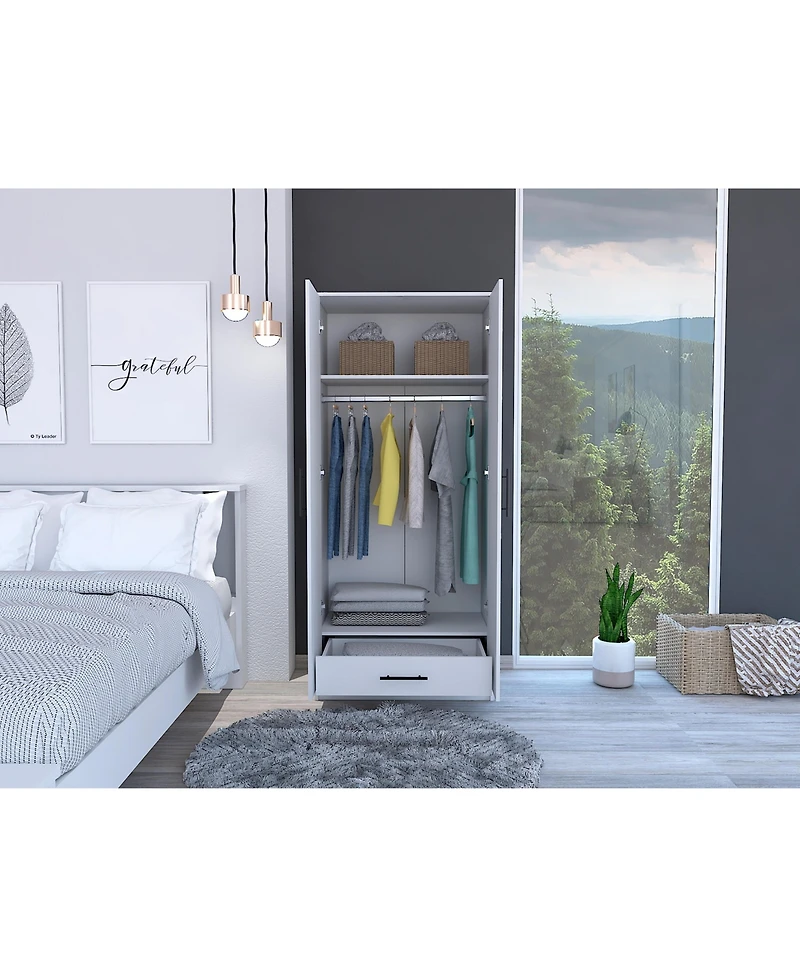 flynama 180 Beery Armoire Bedroom Storage Organizer 71 Inch High with Hanging Rod and Drawer