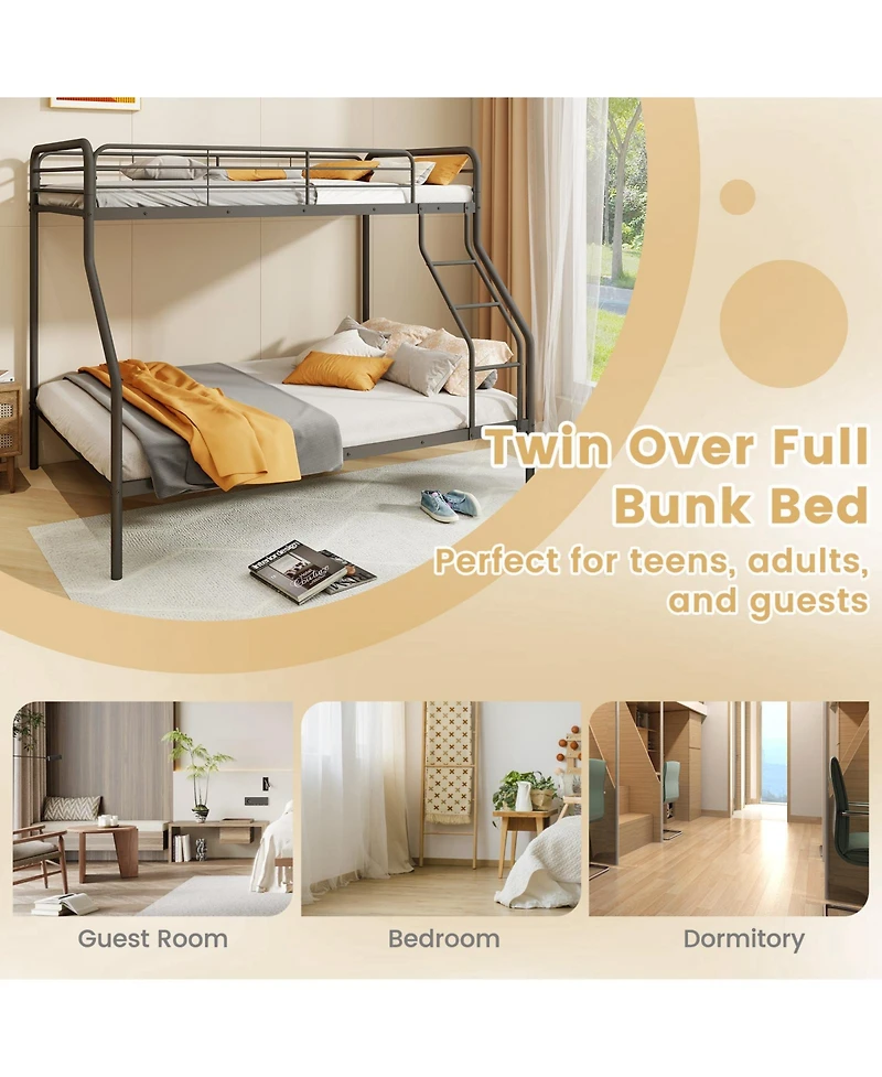 Sugift Bed with Ladder and Full-length Guardrails