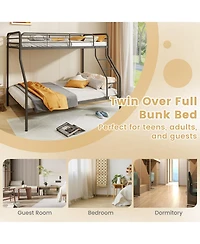 Sugift Bed with Ladder and Full-length Guardrails