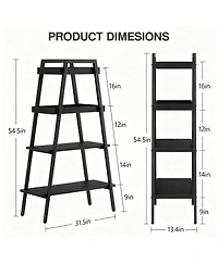 Yigii Ladder Shelf 4 Tier Wood Metal Frame Bookshelf Display Plant Stand Storage