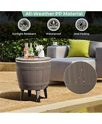 Gymax 10 Gallon Cooler Bar Table w/ Telescopic Tabletop 3-in-1 Coffee Table Ice Bucket