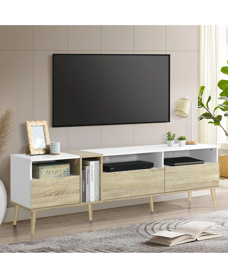 sumyeg Modern 80" Tv Stand cabinet with 3 Drawers & Open Shelves